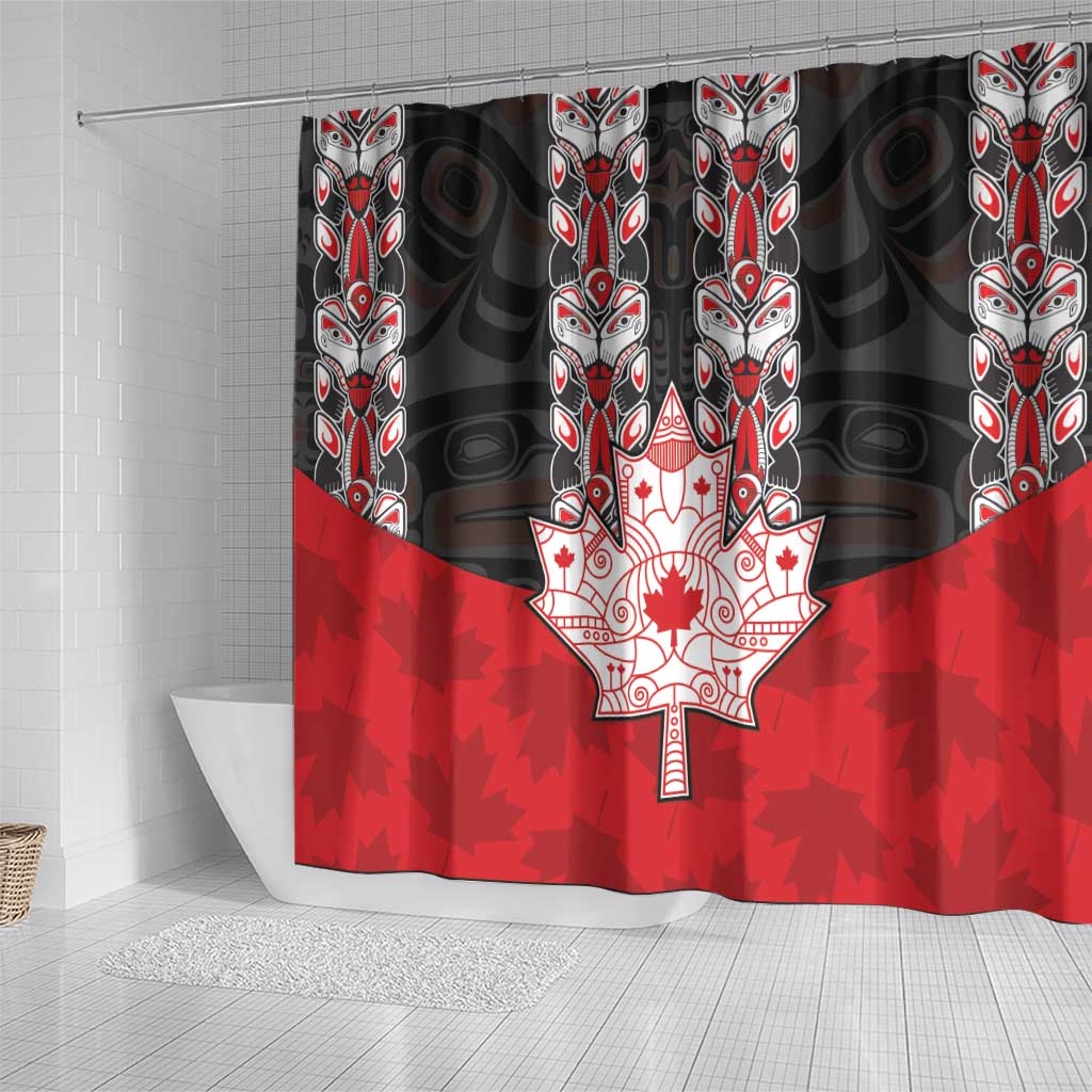 Canada Maple Leaf Shower Curtain Haida Totem Inspired Art DT04