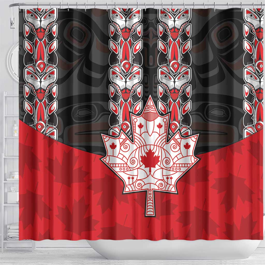 Canada Maple Leaf Shower Curtain Haida Totem Inspired Art DT04