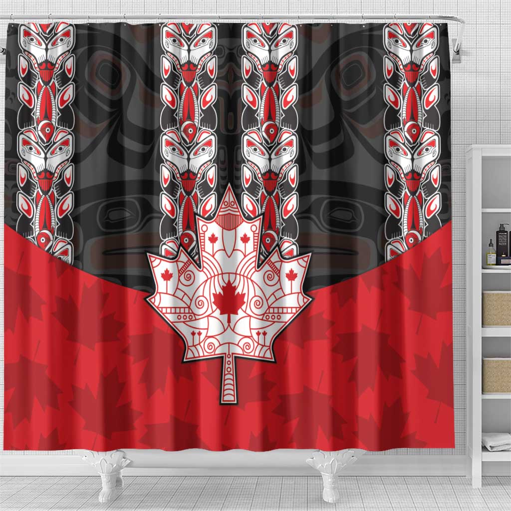 Canada Maple Leaf Shower Curtain Haida Totem Inspired Art DT04