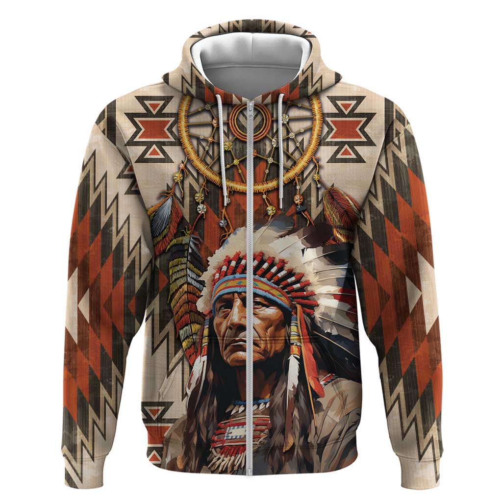 Native American Man Hoodie Feather Headdress With Dream Catcher DT04