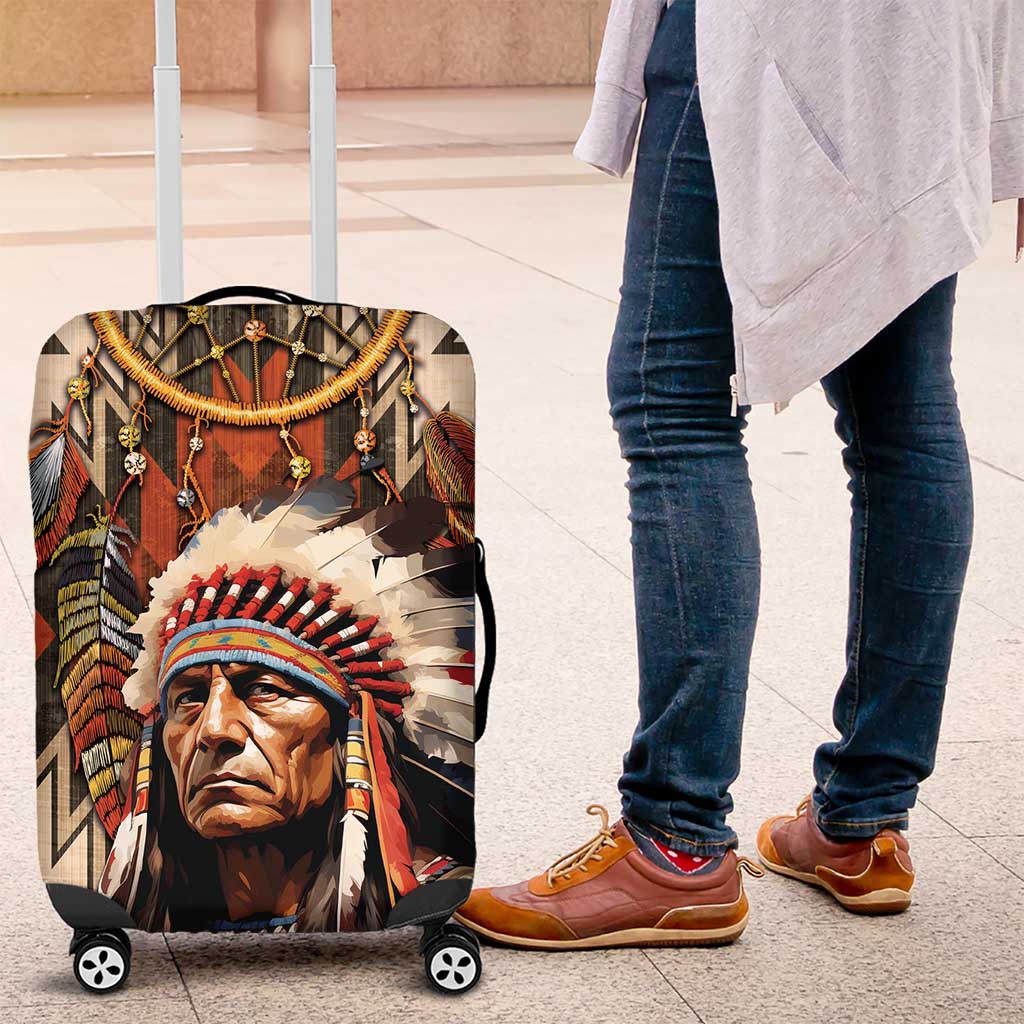 Native American Man Luggage Cover Feather Headdress With Dream Catcher DT04