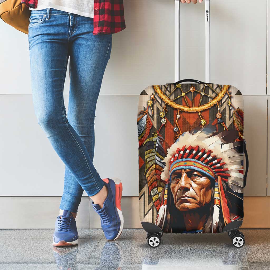 Native American Man Luggage Cover Feather Headdress With Dream Catcher DT04