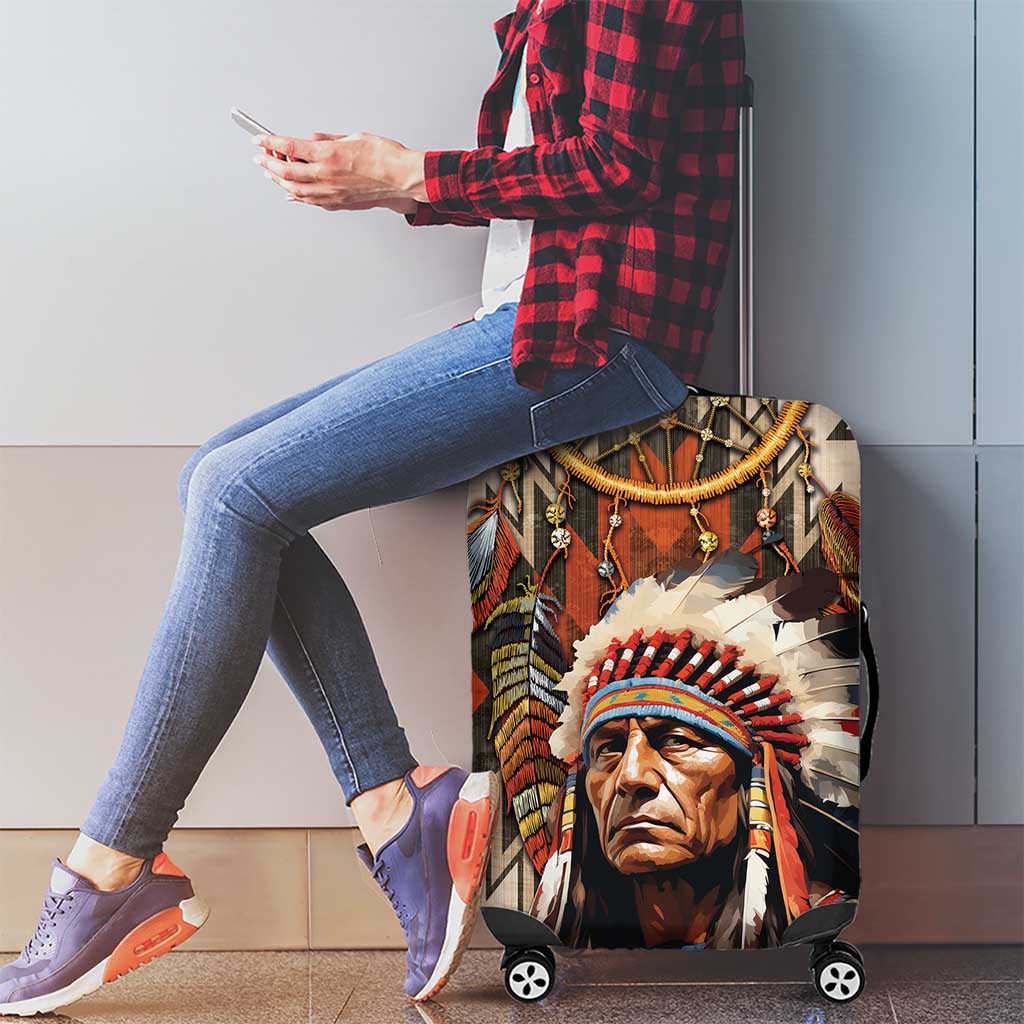 Native American Man Luggage Cover Feather Headdress With Dream Catcher DT04