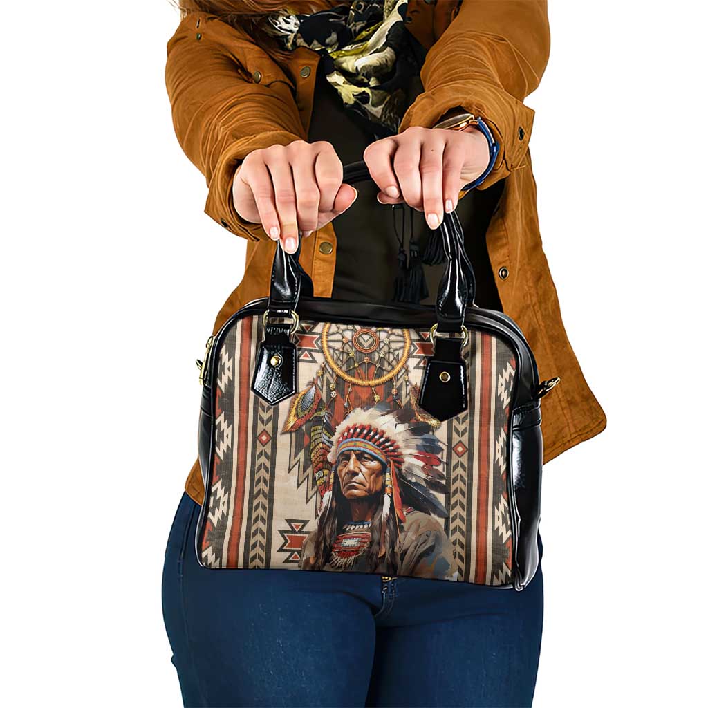 Native American Man Shoulder Handbag Feather Headdress With Dream Catcher DT04