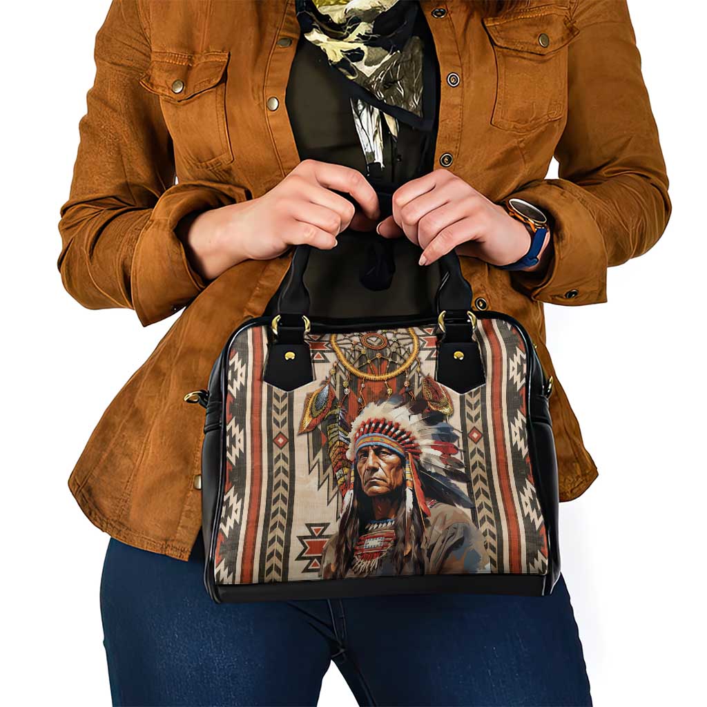 Native American Man Shoulder Handbag Feather Headdress With Dream Catcher DT04
