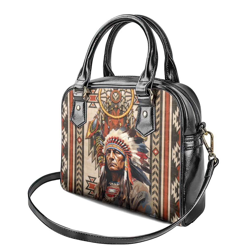 Native American Man Shoulder Handbag Feather Headdress With Dream Catcher DT04