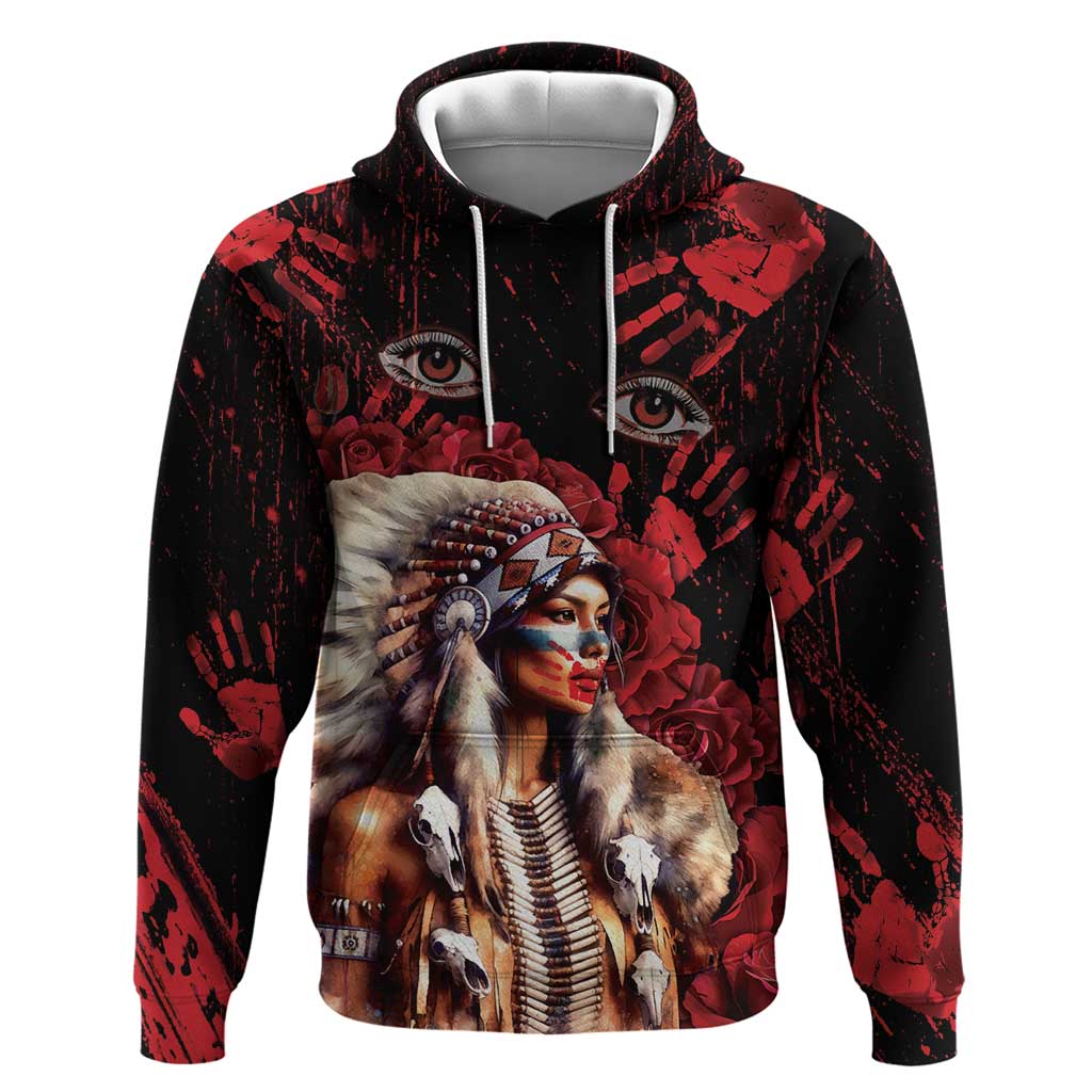 Native American MMIW Hoodie Red Indian Women With Red Handprint DT04