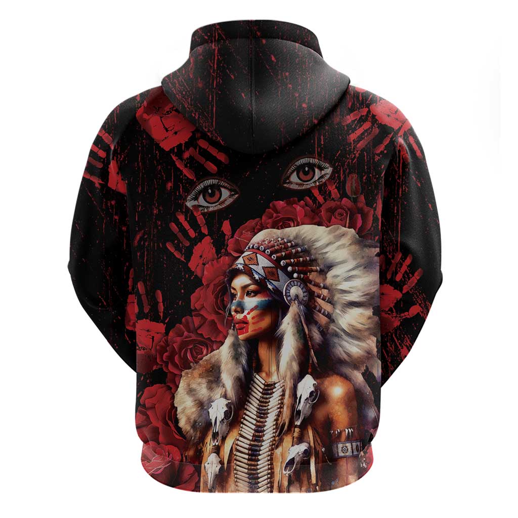 Native American MMIW Hoodie Red Indian Women With Red Handprint DT04