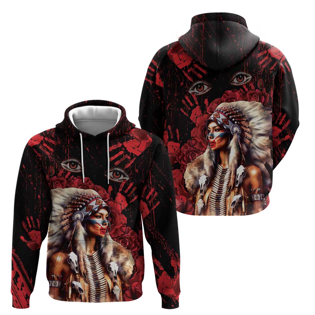Native American MMIW Hoodie Red Indian Women With Red Handprint DT04