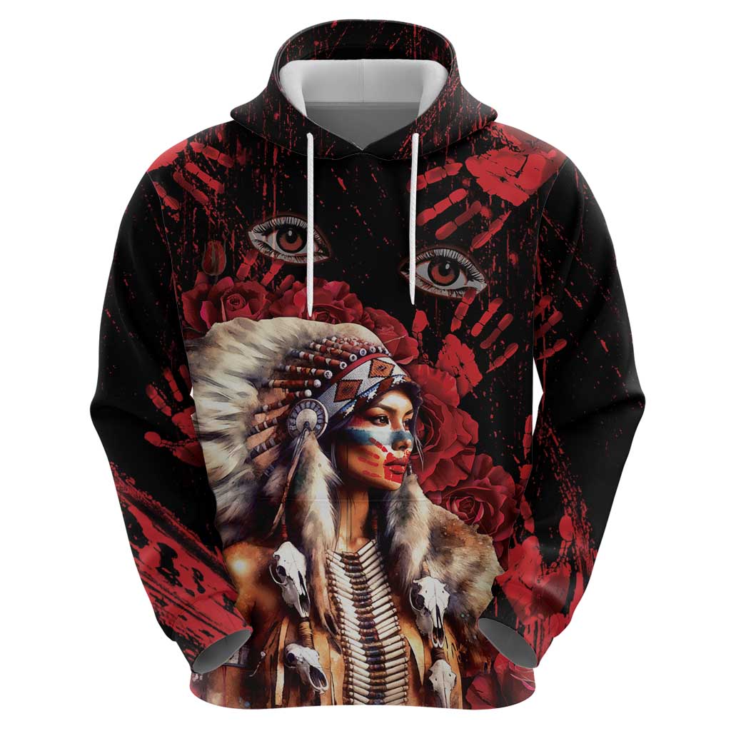 Native American MMIW Hoodie Red Indian Women With Red Handprint DT04