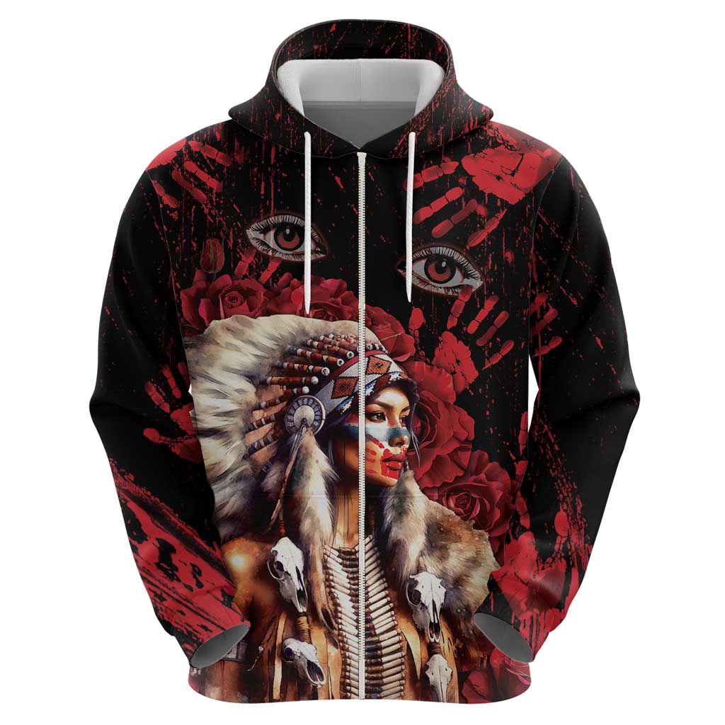 Native American MMIW Hoodie Red Indian Women With Red Handprint DT04