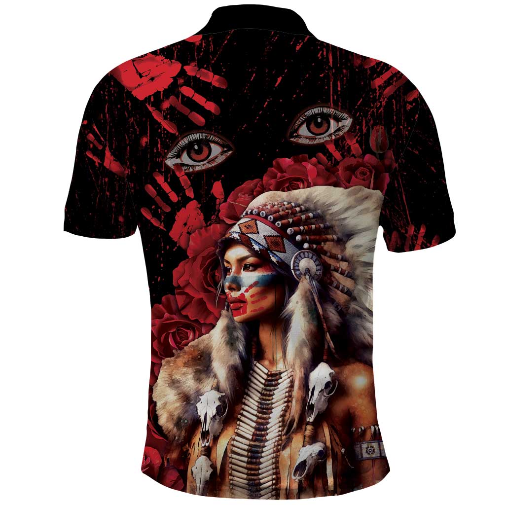 Native American MMIW Polo Shirt Red Indian Women With Red Handprint DT04