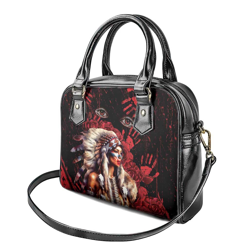 Native American MMIW Shoulder Handbag Red Indian Women With Red Handprint DT04
