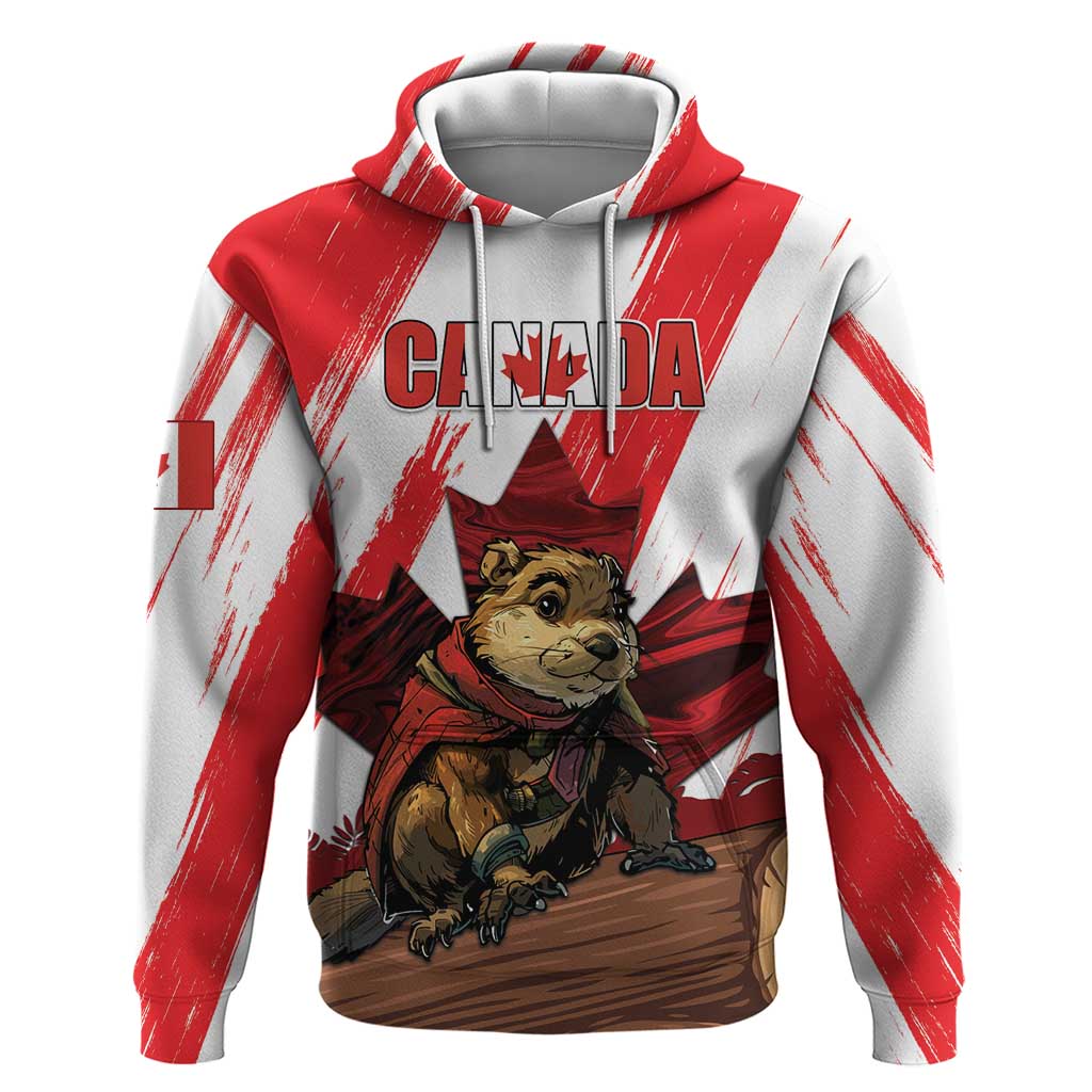 Personalised Canada Beaver Adventurer Hoodie With Maple Leaf DT04