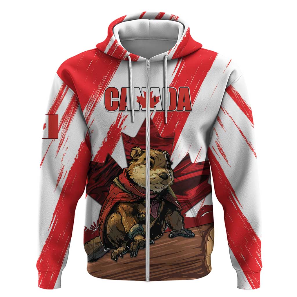 Personalised Canada Beaver Adventurer Hoodie With Maple Leaf DT04