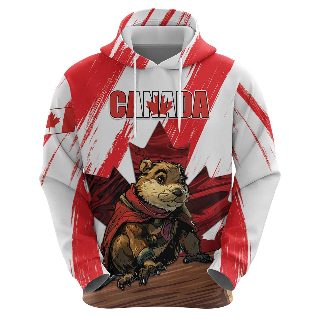 Personalised Canada Beaver Adventurer Hoodie With Maple Leaf DT04
