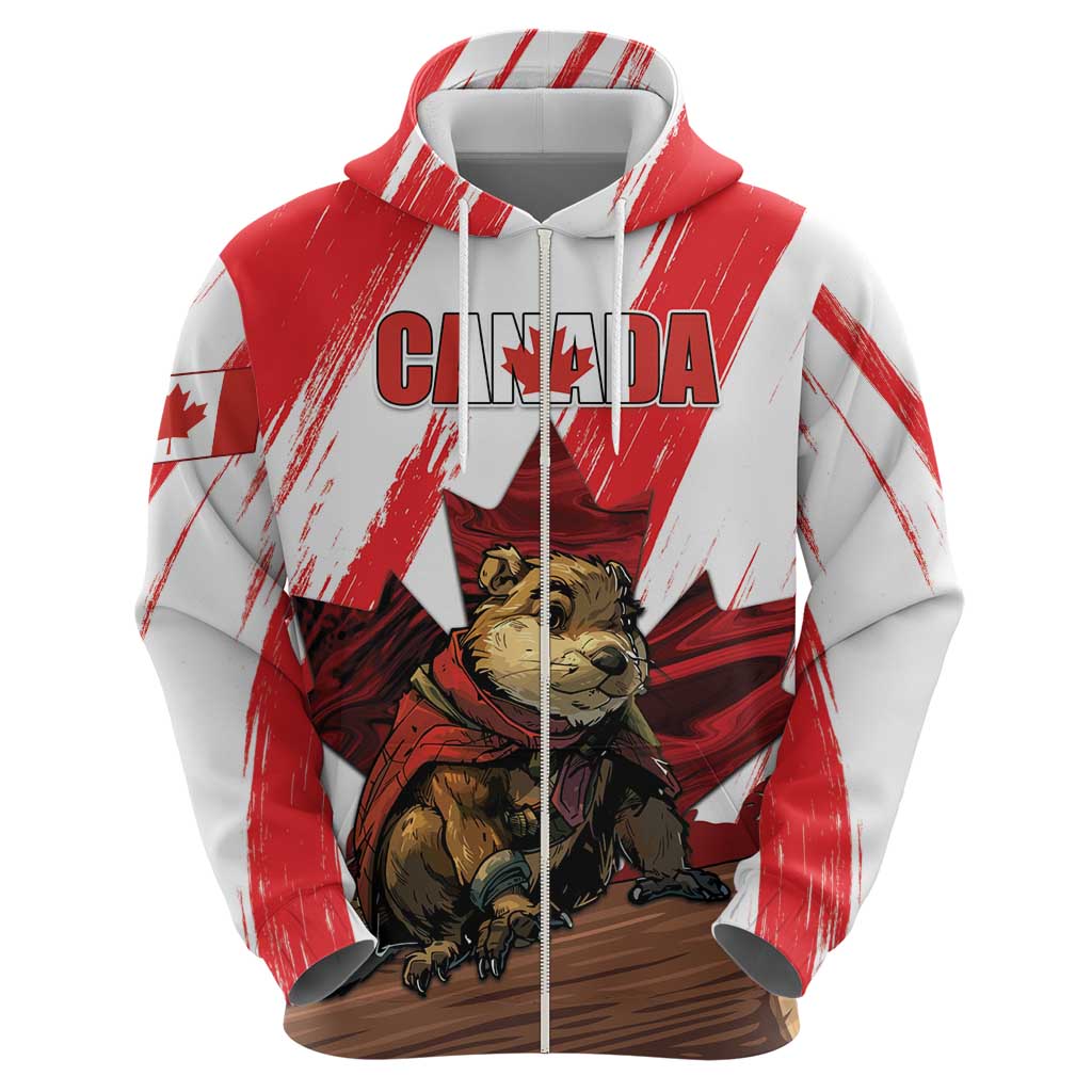 Personalised Canada Beaver Adventurer Hoodie With Maple Leaf DT04
