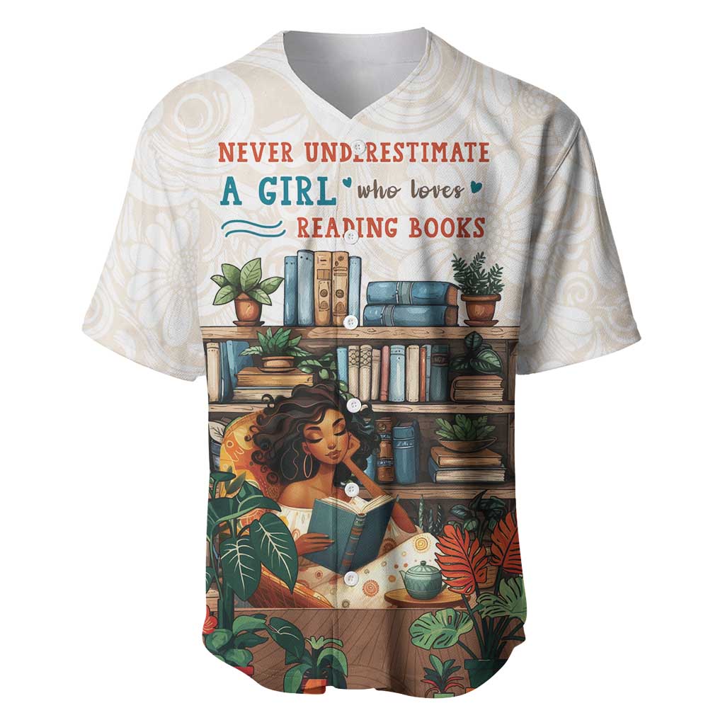 Never Underestimate A Girl Who Loves Reading Books Baseball Jersey African Book Lovers DT04
