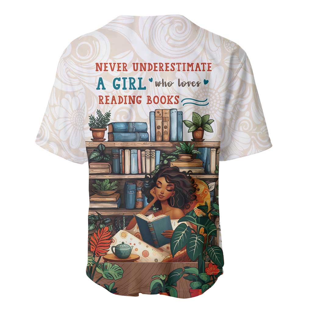 Never Underestimate A Girl Who Loves Reading Books Baseball Jersey African Book Lovers DT04