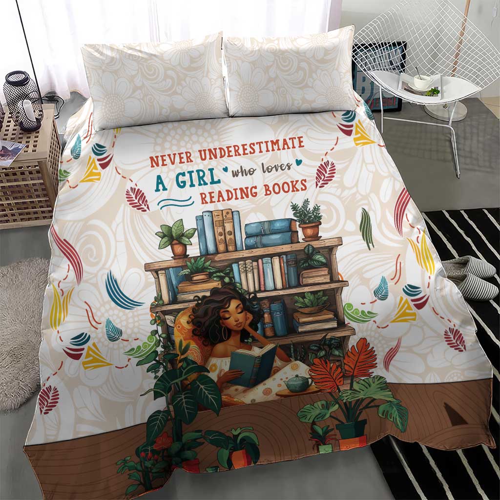 Never Underestimate A Girl Who Loves Reading Books Bedding Set African Book Lovers DT04