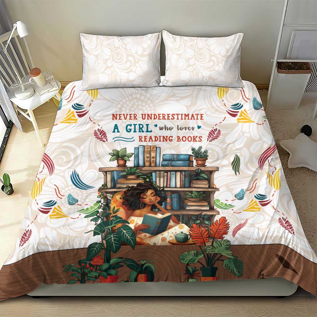 Never Underestimate A Girl Who Loves Reading Books Bedding Set African Book Lovers DT04