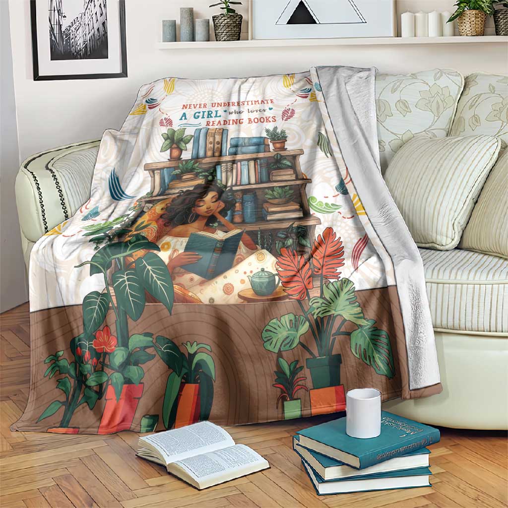 Never Underestimate A Girl Who Loves Reading Books Blanket African Book Lovers DT04