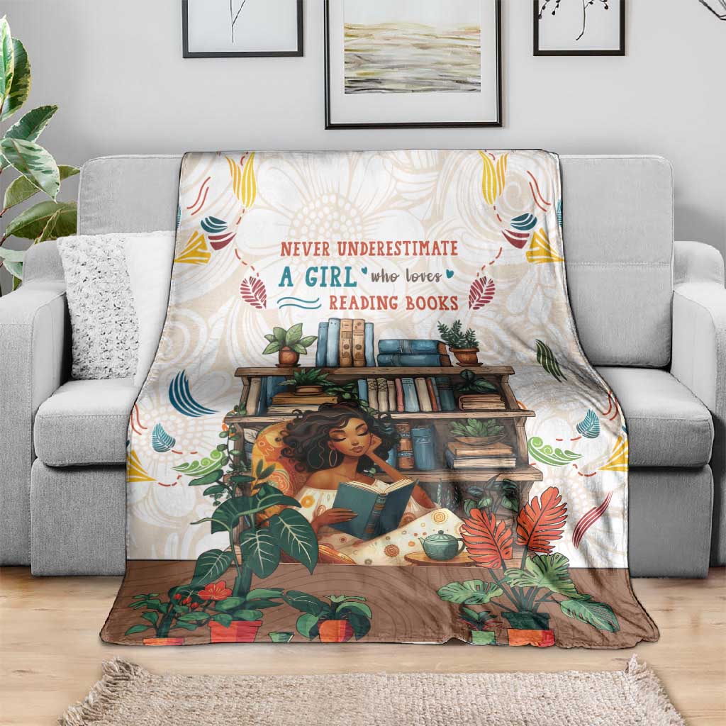 Never Underestimate A Girl Who Loves Reading Books Blanket African Book Lovers DT04