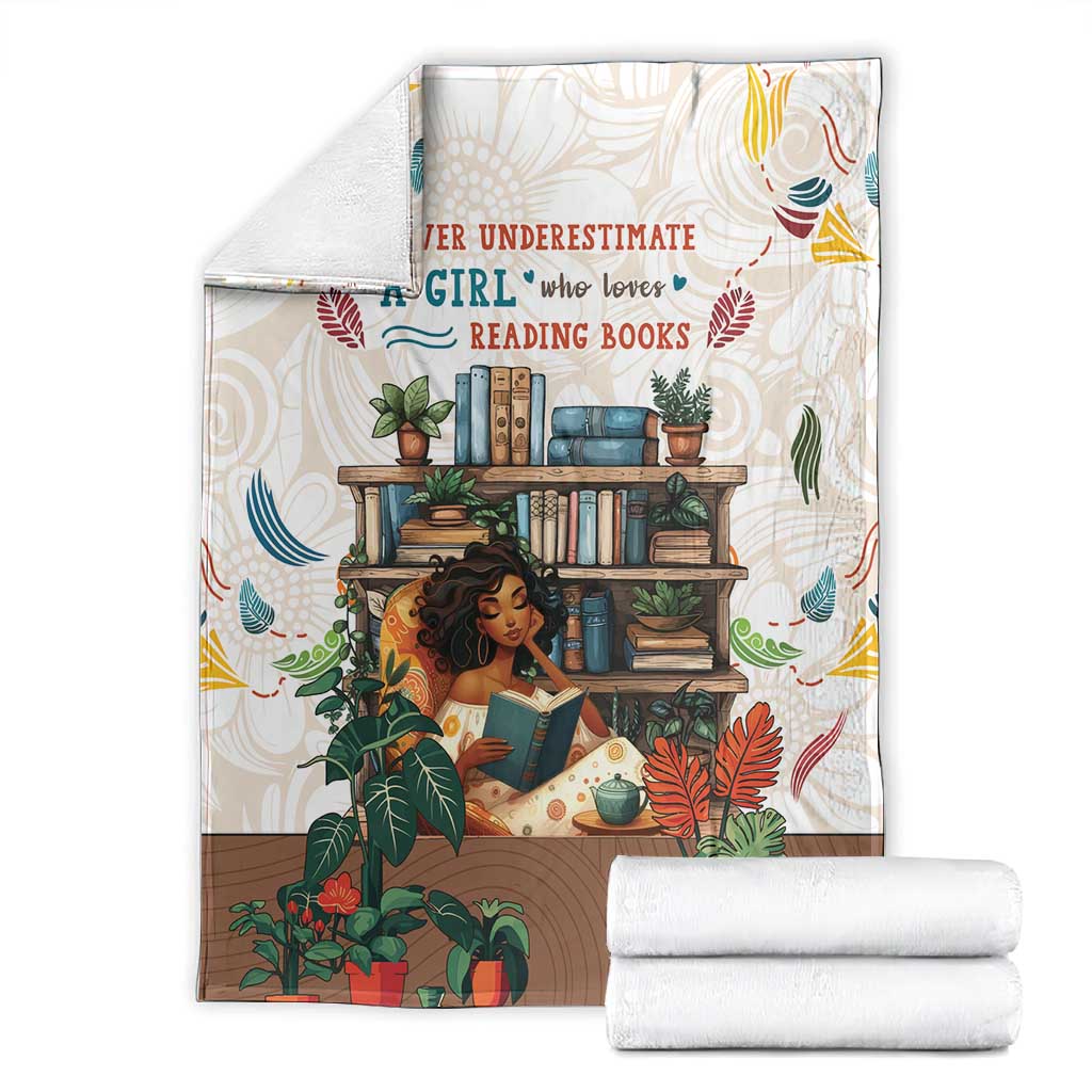 Never Underestimate A Girl Who Loves Reading Books Blanket African Book Lovers DT04