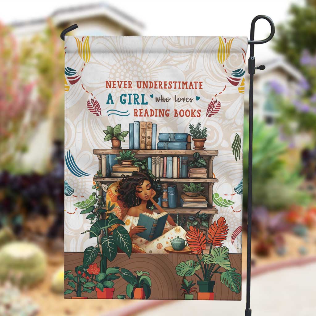 Never Underestimate A Girl Who Loves Reading Books Garden Flag African Book Lovers DT04