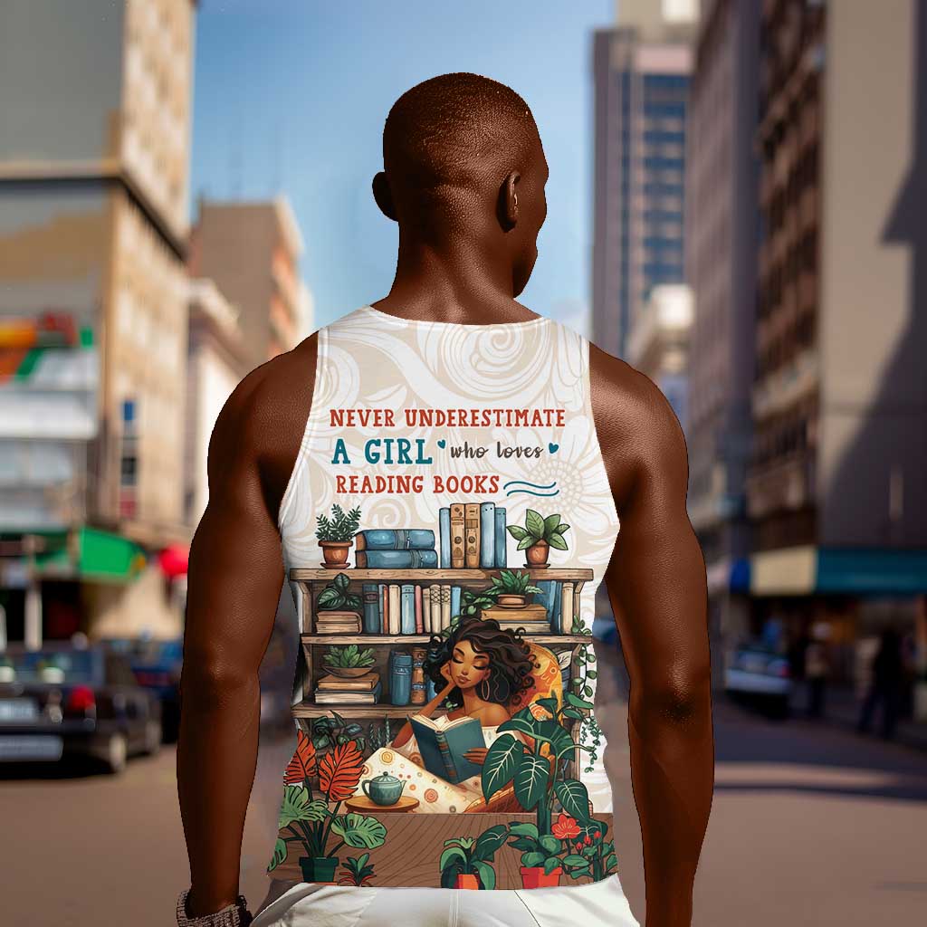 Never Underestimate A Girl Who Loves Reading Books Men Tank Top African Book Lovers DT04