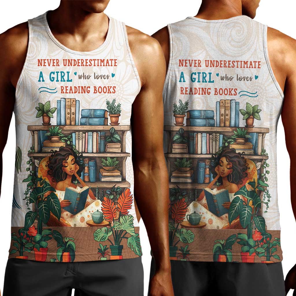 Never Underestimate A Girl Who Loves Reading Books Men Tank Top African Book Lovers DT04
