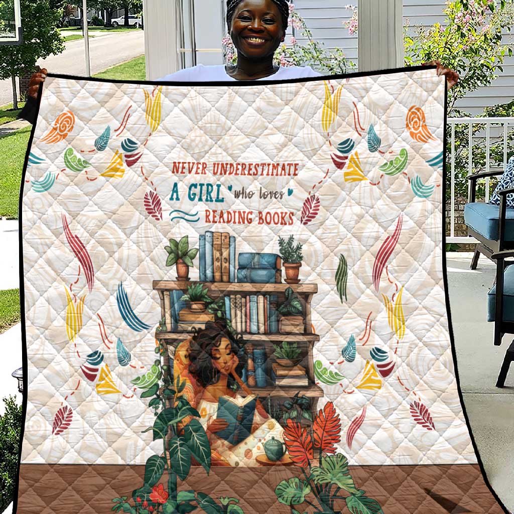 Never Underestimate A Girl Who Loves Reading Books Quilt African Book Lovers DT04