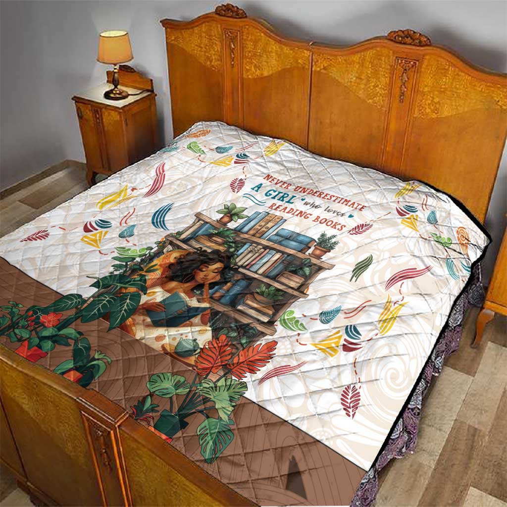 Never Underestimate A Girl Who Loves Reading Books Quilt African Book Lovers DT04