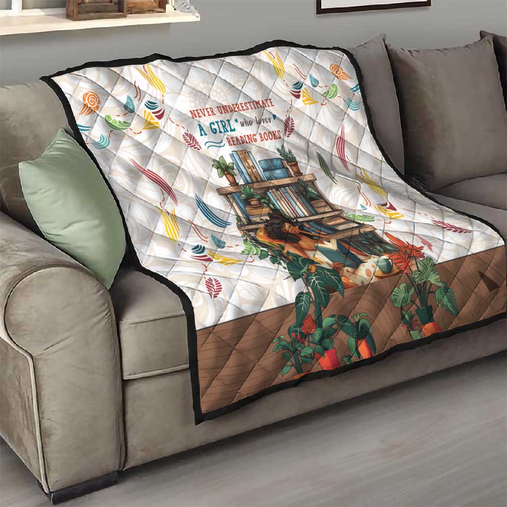 Never Underestimate A Girl Who Loves Reading Books Quilt African Book Lovers DT04