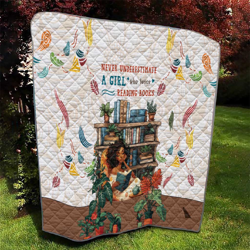 Never Underestimate A Girl Who Loves Reading Books Quilt African Book Lovers DT04
