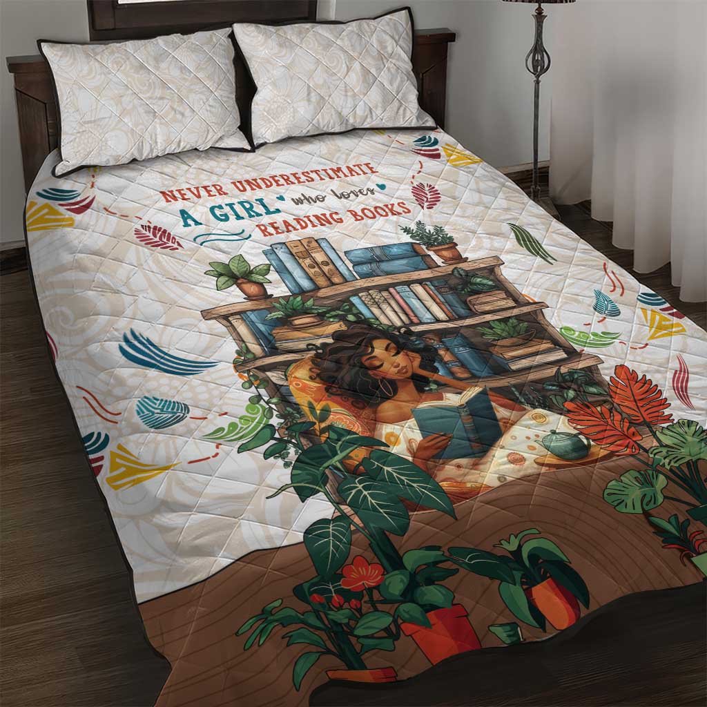 Never Underestimate A Girl Who Loves Reading Books Quilt Bed Set African Book Lovers DT04