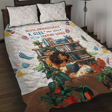 Never Underestimate A Girl Who Loves Reading Books Quilt Bed Set African Book Lovers DT04