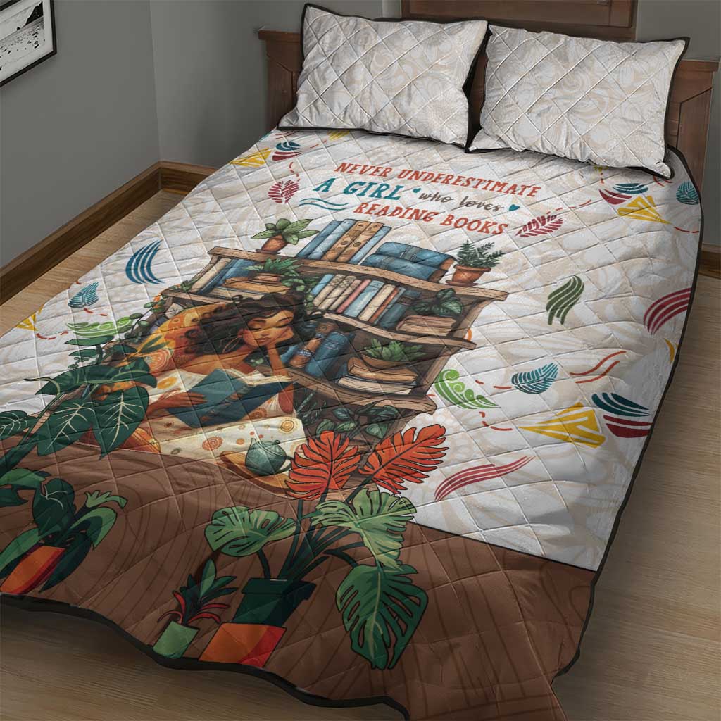 Never Underestimate A Girl Who Loves Reading Books Quilt Bed Set African Book Lovers DT04