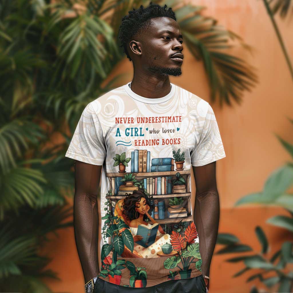 Never Underestimate A Girl Who Loves Reading Books T shirt African Book Lovers DT04