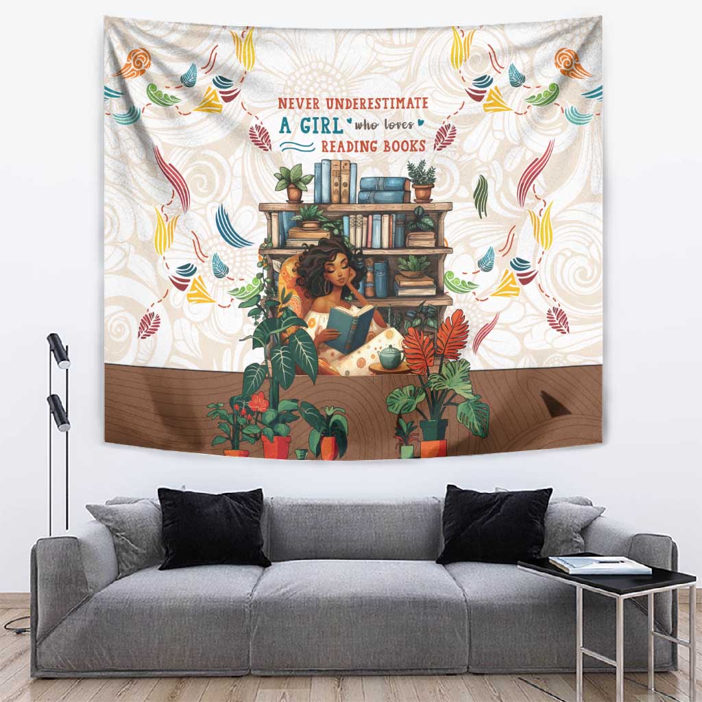 Never Underestimate A Girl Who Loves Reading Books Tapestry African Book Lovers DT04