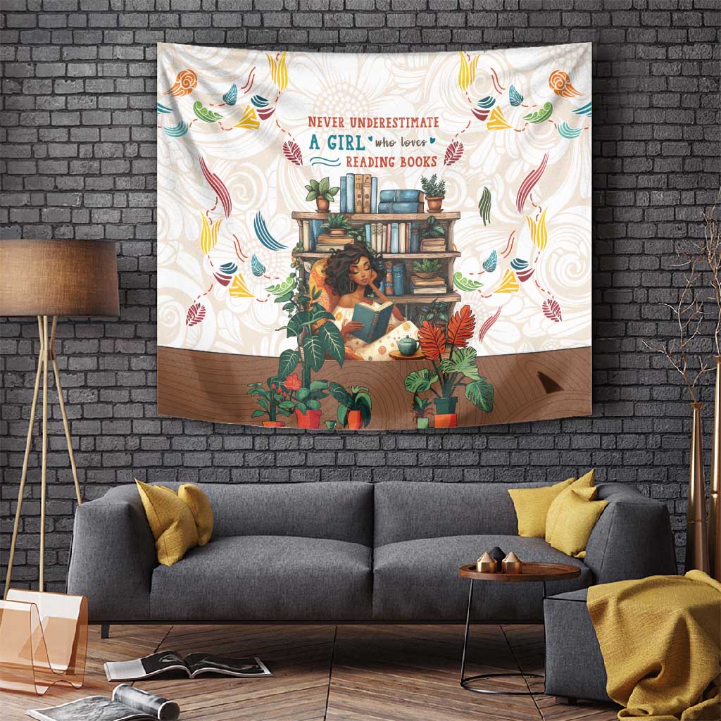 Never Underestimate A Girl Who Loves Reading Books Tapestry African Book Lovers DT04