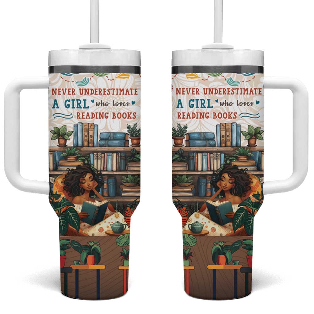 Never Underestimate A Girl Who Loves Reading Books Tumbler With Handle African Book Lovers DT04