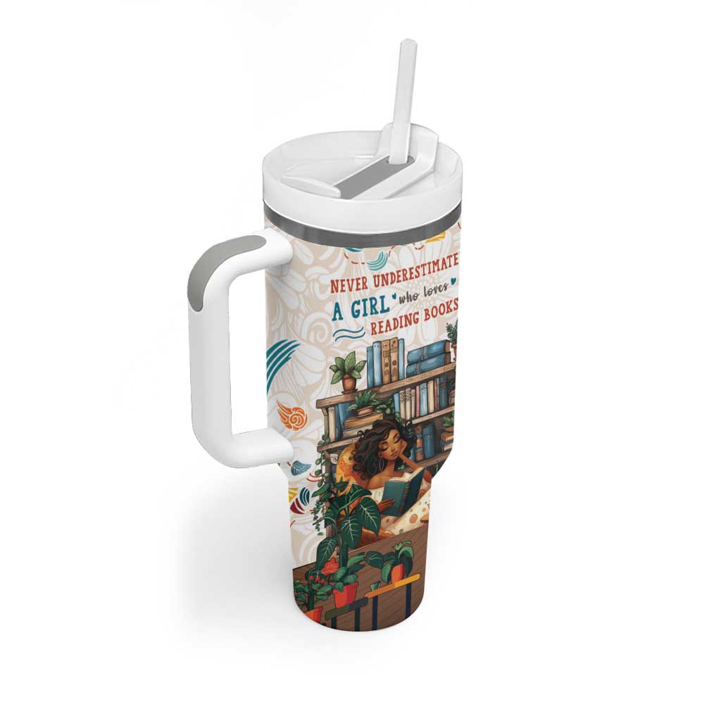 Never Underestimate A Girl Who Loves Reading Books Tumbler With Handle African Book Lovers DT04