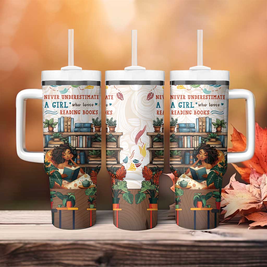 Never Underestimate A Girl Who Loves Reading Books Tumbler With Handle African Book Lovers DT04