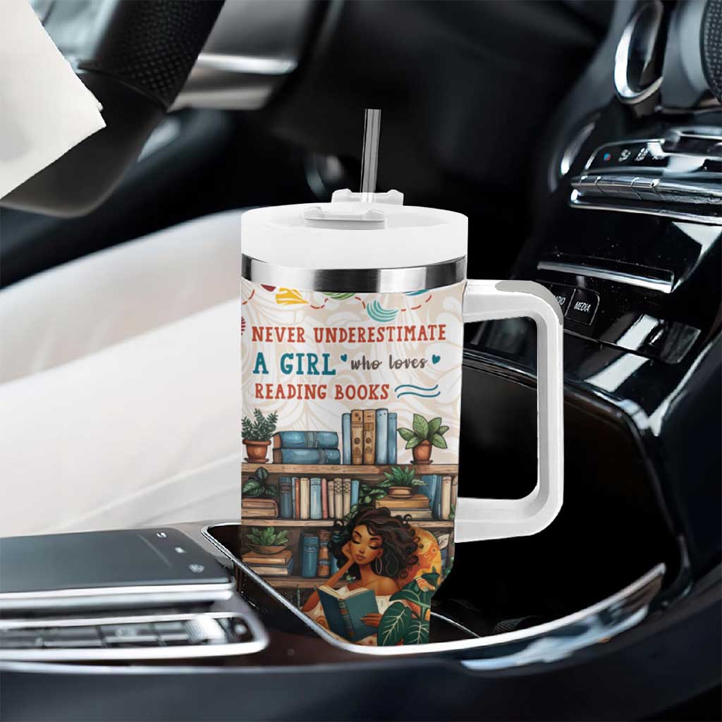 Never Underestimate A Girl Who Loves Reading Books Tumbler With Handle African Book Lovers DT04