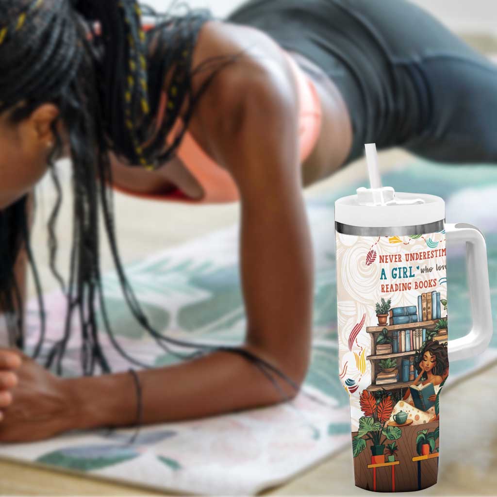 Never Underestimate A Girl Who Loves Reading Books Tumbler With Handle African Book Lovers DT04