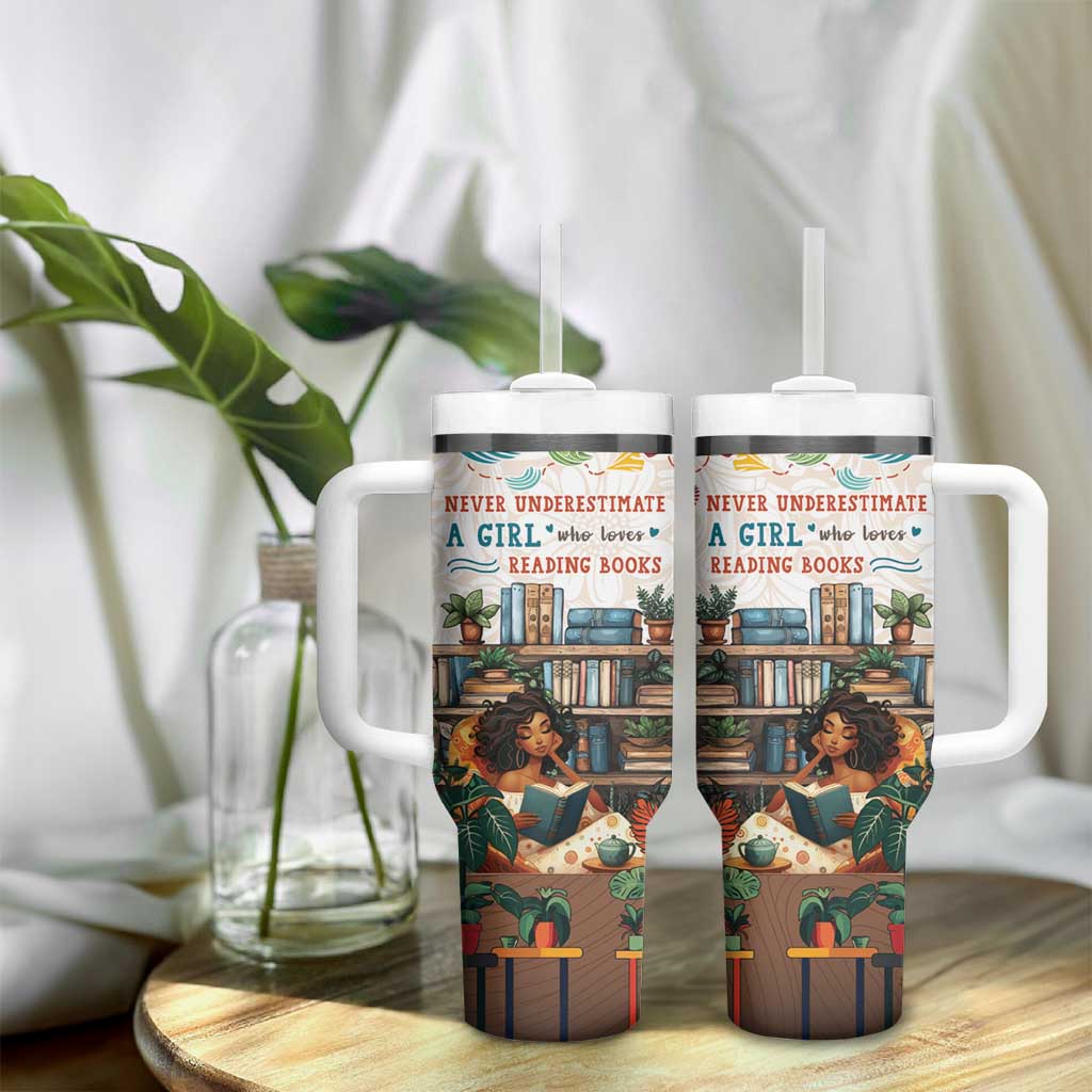 Never Underestimate A Girl Who Loves Reading Books Tumbler With Handle African Book Lovers DT04