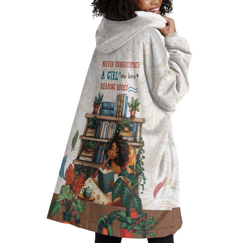 Never Underestimate A Girl Who Loves Reading Books Wearable Blanket Hoodie African Book Lovers DT04