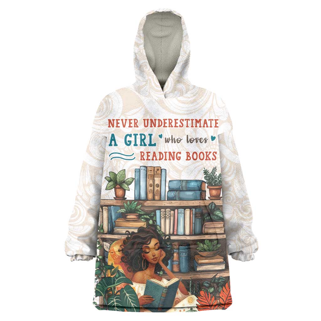 Never Underestimate A Girl Who Loves Reading Books Wearable Blanket Hoodie African Book Lovers DT04