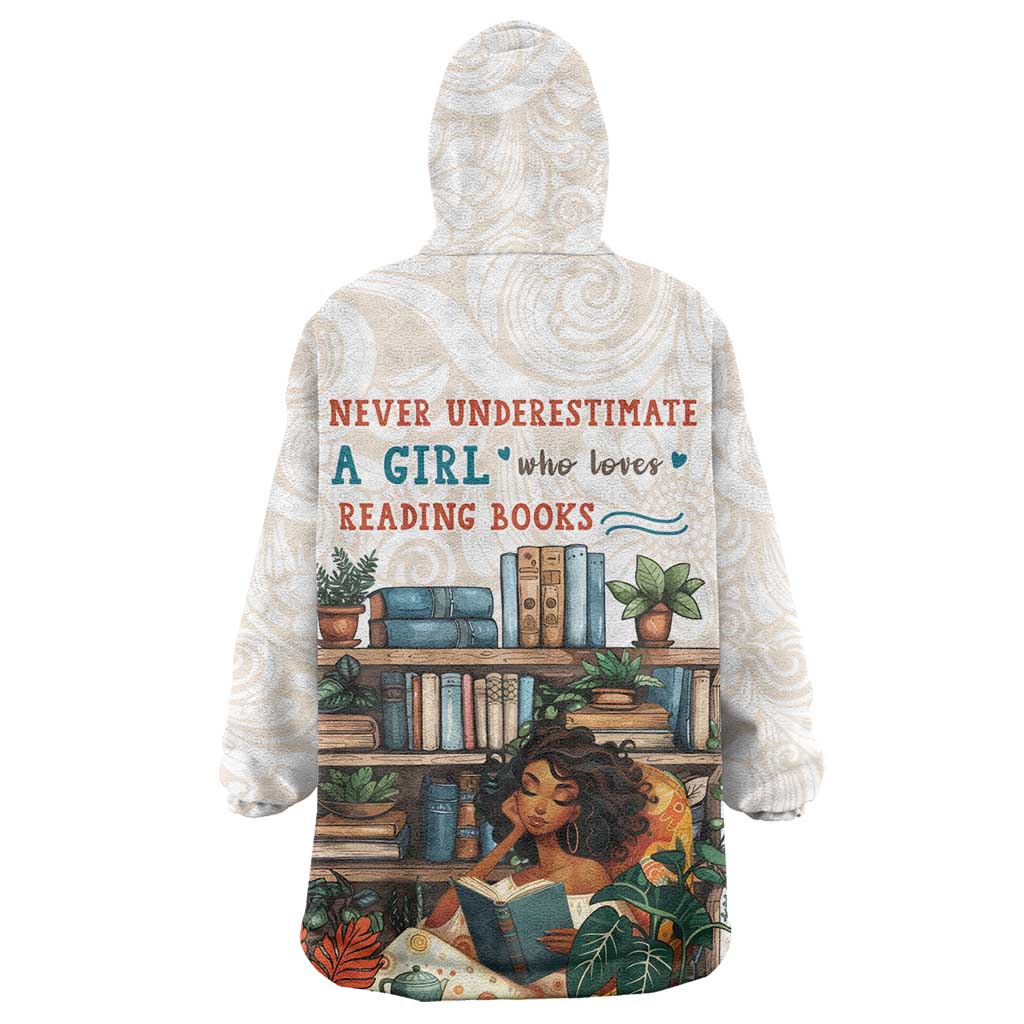 Never Underestimate A Girl Who Loves Reading Books Wearable Blanket Hoodie African Book Lovers DT04